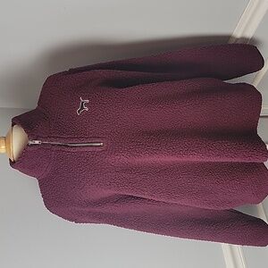 PINK VICTORIA'S SECRET Plum Fleece 1/4 Zip Pull Over Preppy Boho Teddy Shacket S